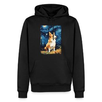 Corgi Starry Night - Männer Premium Bio Hoodie - Schwarz - Vorne - Nico (187cm)