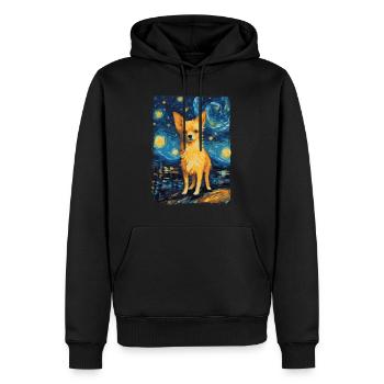 Chihuahua Nuit étoilée - Sweat à capuche Premium bio Homme - noir - Devant - Nico (187cm)