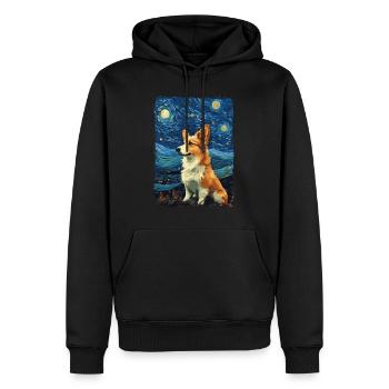 Corgi Starry Night - Männer Premium Bio Hoodie - Schwarz - Vorne - Nico (187cm)