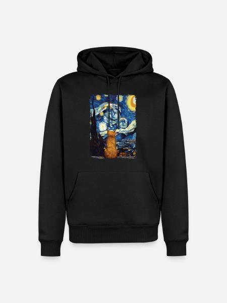 Katze Starry Night - Männer Premium Bio Hoodie - Schwarz