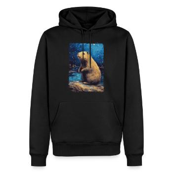Wasserschwein Starry Night - Männer Premium Bio Hoodie - Schwarz - Vorne - Nico (187cm)
