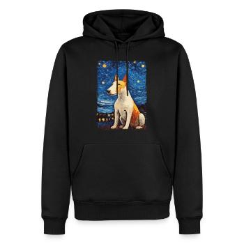 Bullterrier Starry Night - Männer Premium Bio Hoodie - Schwarz - Vorne - Nico (187cm)