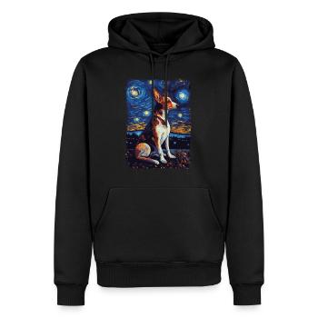 Podenco Starry Night - Männer Premium Bio Hoodie - Schwarz - Vorne - Nico (187cm)