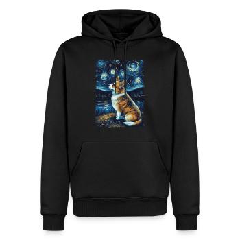 Corgi Starry Night - Männer Premium Bio Hoodie - Schwarz - Vorne - Nico (187cm)