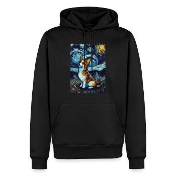 Corgi Starry Night - Männer Premium Bio Hoodie - Schwarz - Vorne - Nico (187cm)
