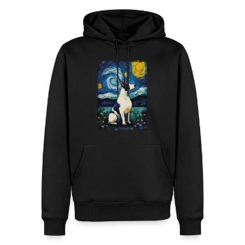 Bullterrier Starry Night - Männer Premium Bio Hoodie - Schwarz - Vorne - Nico (187cm)