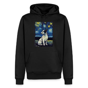 Bullterrier Starry Night - Männer Premium Bio Hoodie - Schwarz - Vorne - Nico (187cm)