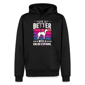 Life is better with a Galgo Espanol - Men’s Premium Organic Hoodie - black - Front - Nico (187cm)