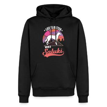 La vie est meilleure avec Salukis - Sweat à capuche Premium bio Homme - noir - Devant - Nico (187cm)