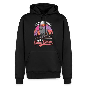 La vie est meilleure avec Cane Corsos - Sweat à capuche Premium bio Homme - noir - Devant - Nico (187cm)