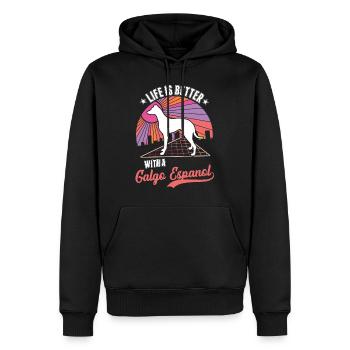 Life is better with a Galgo Espanol - Men’s Premium Organic Hoodie - black - Front - Nico (187cm)