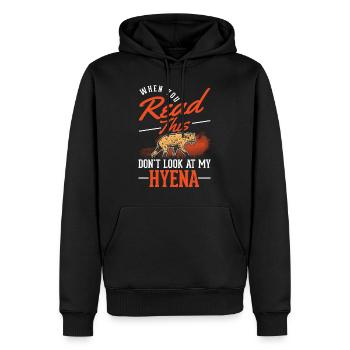 Hyäne Geschenk Erdwolf Hyena - Männer Premium Bio Hoodie - Schwarz - Vorne - Nico (187cm)