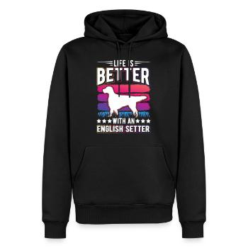 La vie est meilleure avec le Setter anglais - Sweat à capuche Premium bio Homme - noir - Devant - Nico (187cm)
