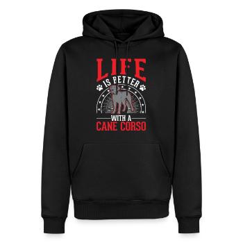 La vie est meilleure avec Cane Corsos - Sweat à capuche Premium bio Homme - noir - Devant - Nico (187cm)