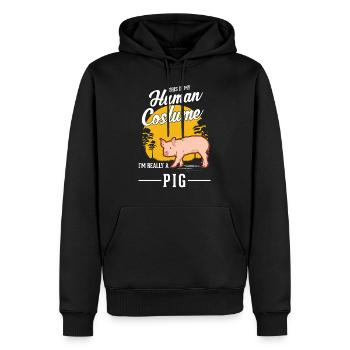 Costume de cochon fermier Halloween cochons - Sweat à capuche Premium bio Homme - noir - Devant - Nico (187cm)