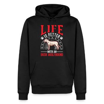 Irischer Wolfshund Irish Wolfhound - Männer Premium Bio Hoodie - Schwarz - Vorne - Nico (187cm)