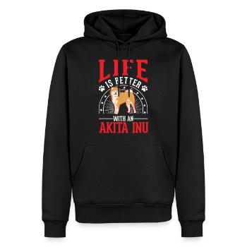 Das Leben ist besser mit einem Akita Inu - Männer Premium Bio Hoodie - Schwarz - Vorne - Nico (187cm)