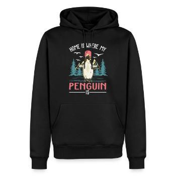 Home is where my penguin is - Men’s Premium Organic Hoodie - black - Front - Nico (187cm)