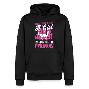 Fille Malinois Berger Belge - Sweat à capuche Premium bio Homme - noir - Devant - Nico (187cm)