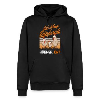 J’aime juste les poulets, le poulet, le poulet - Sweat à capuche Premium bio Homme - noir - Devant - Nico (187cm)