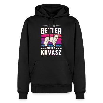 Se régaler est meilleur avec Kuvasz - Sweat à capuche Premium bio Homme - noir - Devant - Nico (187cm)