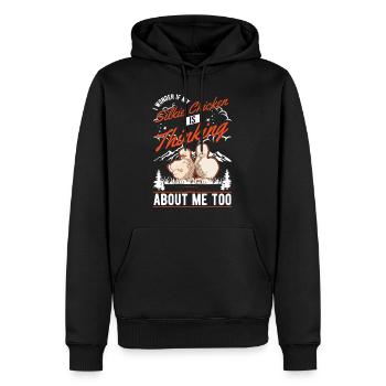 Cadeau Poulet Soie Poulet Silkie Poulet Silkie - Sweat à capuche Premium bio Homme - noir - Devant - Nico (187cm)