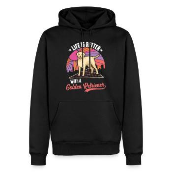 Das Leben ist besser mit einem Golden Retriever - Männer Premium Bio Hoodie - Schwarz - Vorne - Nico (187cm)