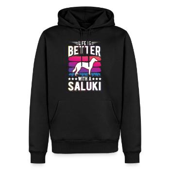 La vie est meilleure avec Salukis - Sweat à capuche Premium bio Homme - noir - Devant - Nico (187cm)