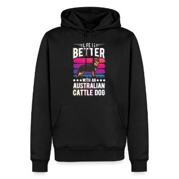 La vie est meilleure avec Australia Cattle Dogs - Sweat à capuche Premium bio Homme - noir - Devant - Nico (187cm)