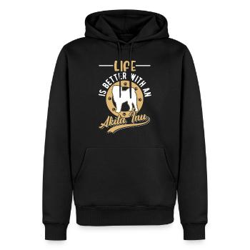Das Leben ist besser mit einem Akita Inu - Männer Premium Bio Hoodie - Schwarz - Vorne - Nico (187cm)