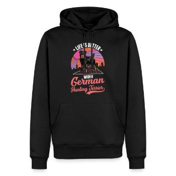 La vie est meilleure avec le terrier de chasse allemand - Sweat à capuche Premium bio Homme - noir - Devant - Nico (187cm)