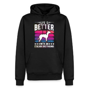 Cadeau lévrier italien - Sweat à capuche Premium bio Homme - noir - Devant - Nico (187cm)