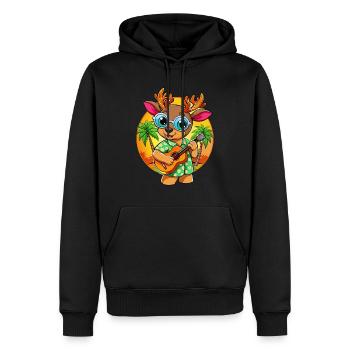 Drôle De Cerf Dessin Animé Plage D’été Lunettes De Soleil Guitare - Sweat à capuche Premium bio Homme - noir - Devant - Nico (187cm)