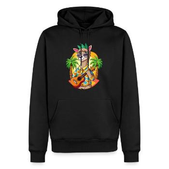 Lustige Lama Cartoon Sommer Strand Sonnenbrille Gitarre - Männer Premium Bio Hoodie - Schwarz - Vorne - Nico (187cm)