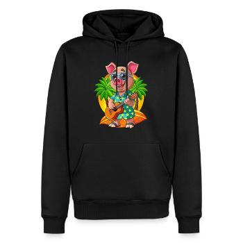 Lustige Schwein Cartoon Sommer Strand Sonnenbrille Gitarre - Männer Premium Bio Hoodie - Schwarz - Vorne - Nico (187cm)