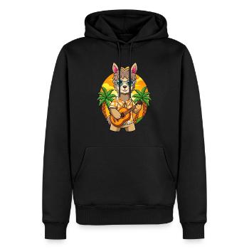 Lunettes de soleil de plage d’été de dessin animé d’alpaga drôle - Sweat à capuche Premium bio Homme - noir - Devant - Nico (187cm)