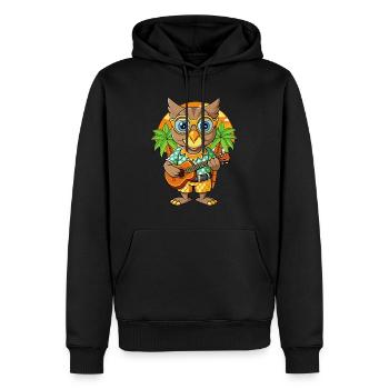 Lustige Eule Cartoon Sommer Strand Sonnenbrille Gitarre - Männer Premium Bio Hoodie - Schwarz - Vorne - Nico (187cm)