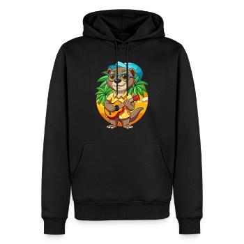 Lustige Otter Cartoon Sommer Strand Sonnenbrille Gitarre - Männer Premium Bio Hoodie - Schwarz - Vorne - Nico (187cm)