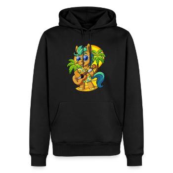 Drôle Pony Dessin Animé Plage D’été Lunettes De Soleil Guitare - Sweat à capuche Premium bio Homme - noir - Devant - Nico (187cm)