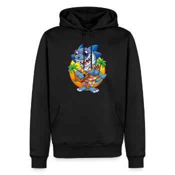 Lustige Hai Cartoon Sommer Strand Sonnenbrille Gitarre - Männer Premium Bio Hoodie - Schwarz - Vorne - Nico (187cm)