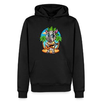 Lustige Zebra Cartoon Sommer Strand Sonnenbrille Gitarre - Männer Premium Bio Hoodie - Schwarz - Vorne - Nico (187cm)