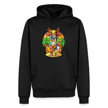Drôle De Cerf Dessin Animé Plage D’été Lunettes De Soleil Guitare - Sweat à capuche Premium bio Homme - noir - Devant - Nico (187cm)