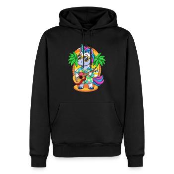 Lustige Einhorn Cartoon Sommer Strand Sonnenbrille - Männer Premium Bio Hoodie - Schwarz - Vorne - Nico (187cm)