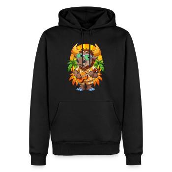 Lustige Bison Cartoon Sommer Strand Sonnenbrille Gitarre - Männer Premium Bio Hoodie - Schwarz - Vorne - Nico (187cm)