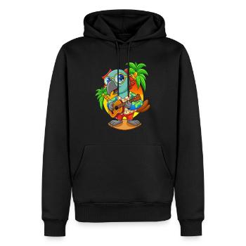 Drôle de perroquet d’été plage lunettes de soleil hawaïenne - Sweat à capuche Premium bio Homme - noir - Devant - Nico (187cm)