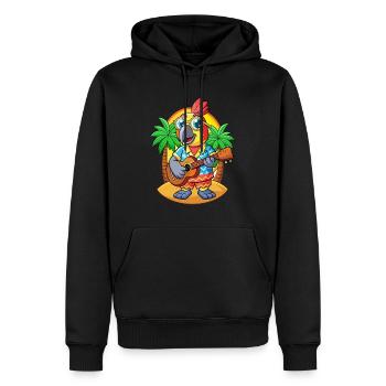 Drôle de perroquet d’été plage lunettes de soleil hawaïenne - Sweat à capuche Premium bio Homme - noir - Devant - Nico (187cm)