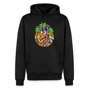 Lustige Waschbär Sommer Strand Sonnenbrille Hawaiianisch - Männer Premium Bio Hoodie - Schwarz - Vorne - Nico (187cm)