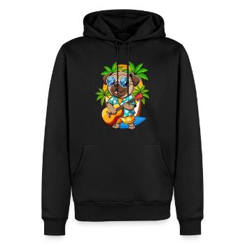 Lustige Mops Hund Sommer Strand Sonnenbrille Hawaiianisch - Männer Premium Bio Hoodie - Schwarz - Vorne - Nico (187cm)