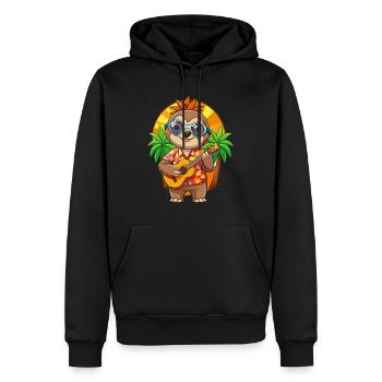 Lustige Faultier Sommer Strand Sonnenbrille Hawaiianisch - Männer Premium Bio Hoodie - Schwarz - Vorne - Nico (187cm)