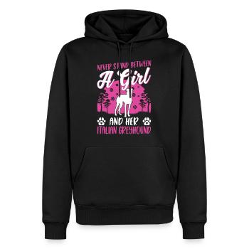 Lévrier italien - Sweat à capuche Premium bio Homme - noir - Devant - Nico (187cm)